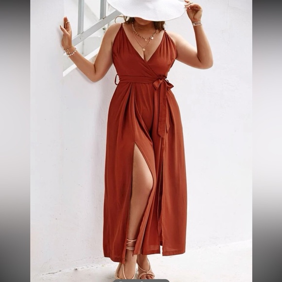 Simplee Apparel Pants - 🍂NWT🍂 Burnt Orange Jumpsuit